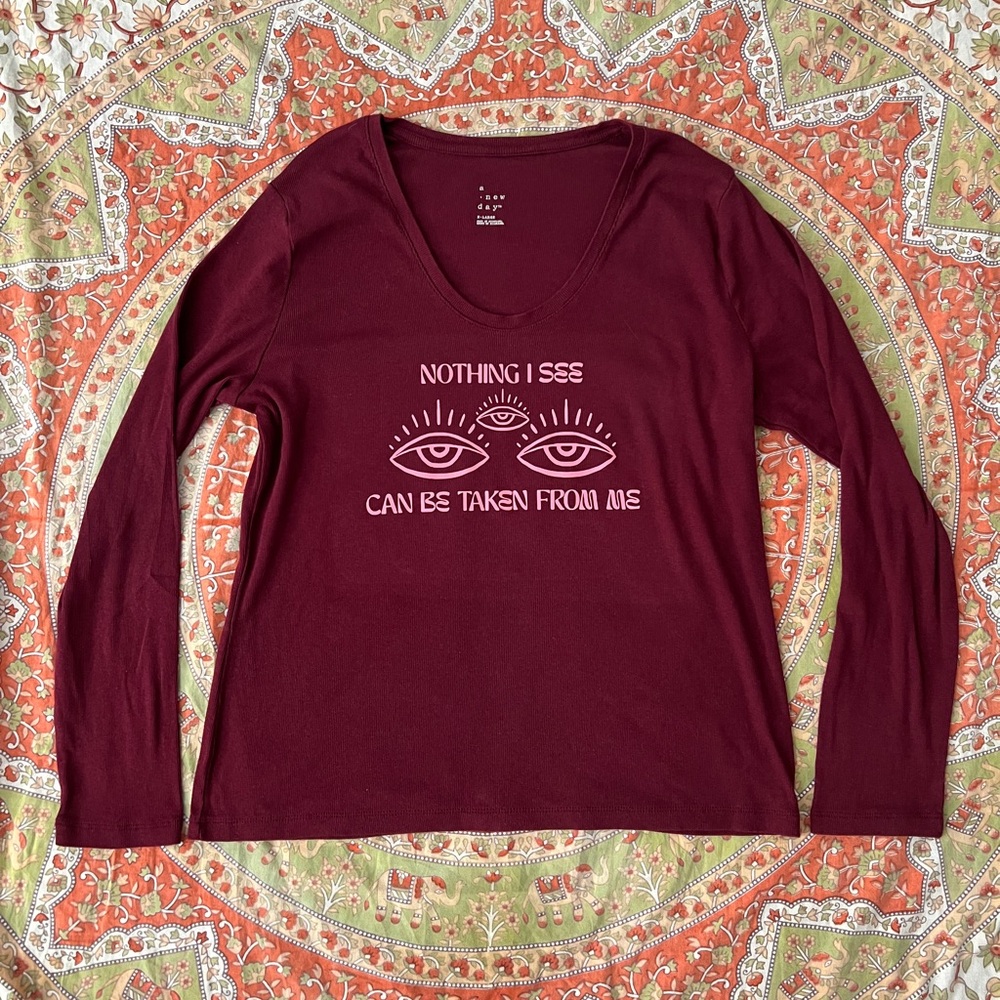 Phish Nothing I See A New Day Long Sleeve (Women’s XL - Pink/Maroon)
